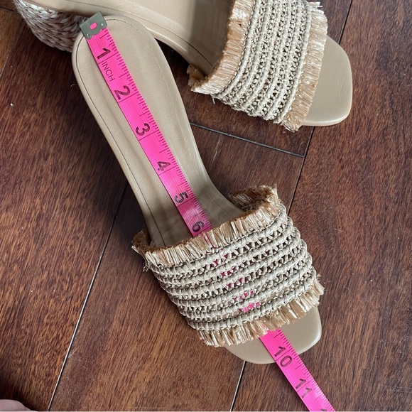 Kaanas Open Toe Heels Shoes Sumatra Tan Block Frayed Woven Sandal Womens Size 9 - Picture 11 of 11